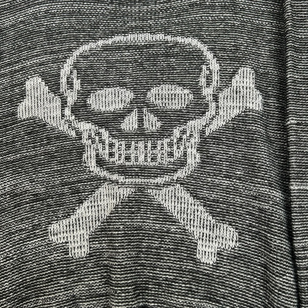 REMEL London Women's Sweater Long Sleeve Skull Crossbones Graphic Black Gray - Picture 2 of 9